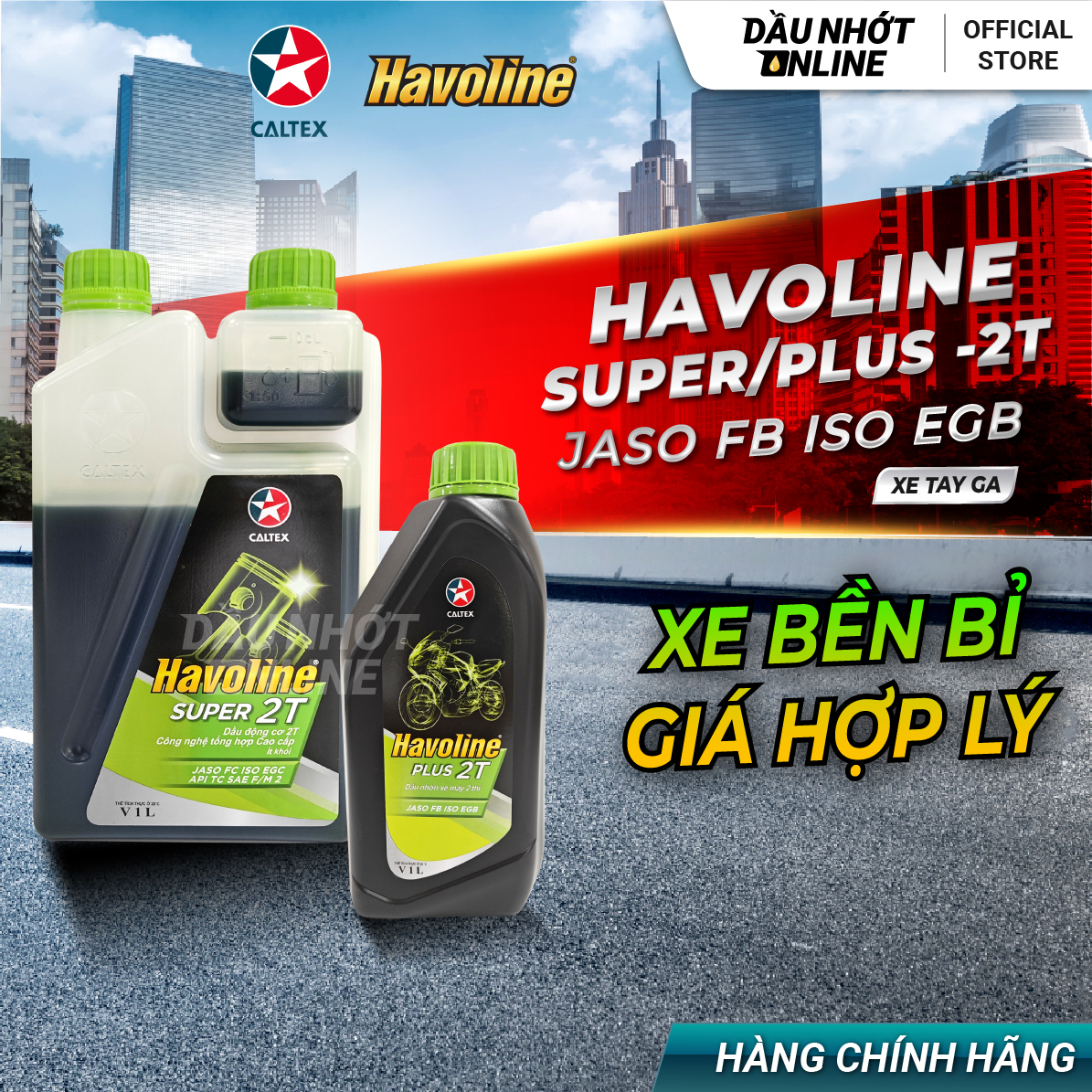  Dầu nhớt Xe số 2 Thì - Caltex Havoline Super Plus 2T  Can 1L  