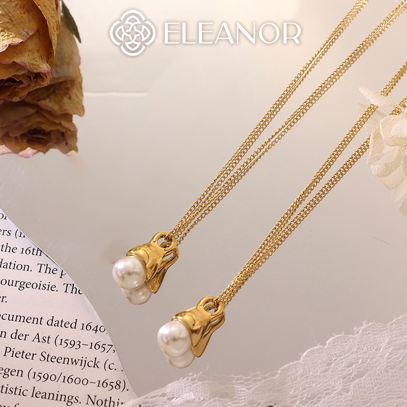 Dây chuyền nữ Eleanor Accessories vòng cổ nữ titan gắn ngọc trai nhân tạo