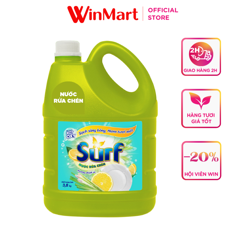 -Nước rửa chén Surf chanh sả can 3.8kg