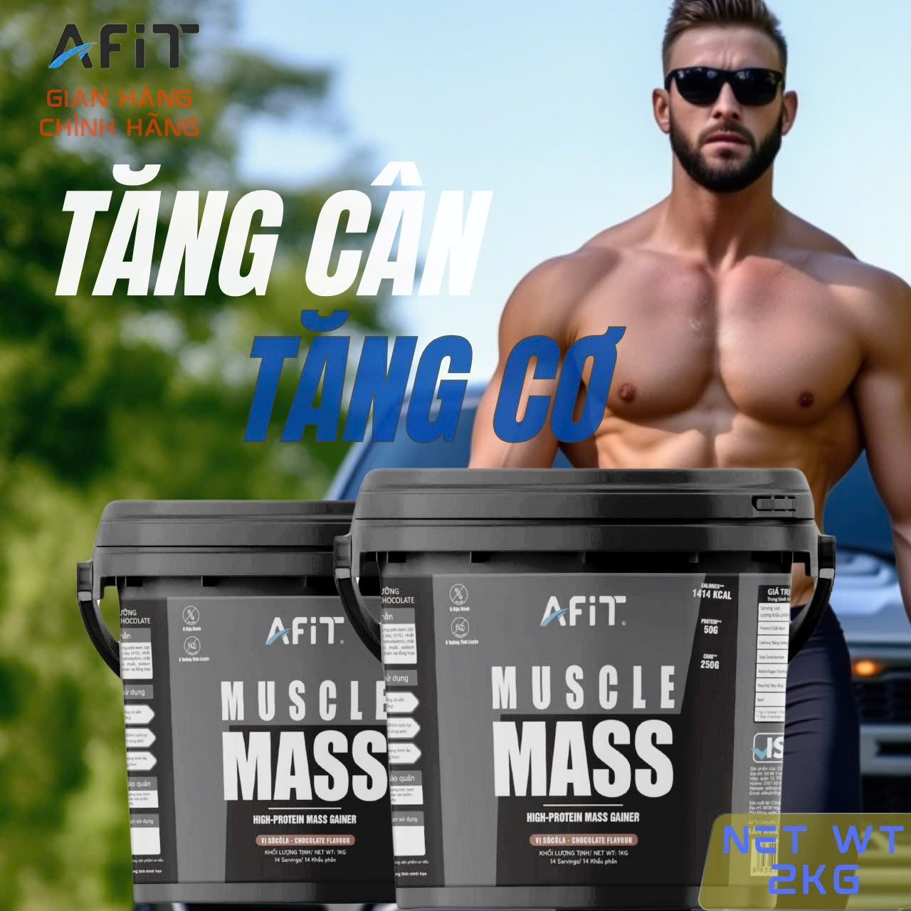 Combo 2 Thùng Sữa Tăng Cơ Tăng Cân MUSCLE MASS AFIT Cho Gymer - Hàng chính hãng