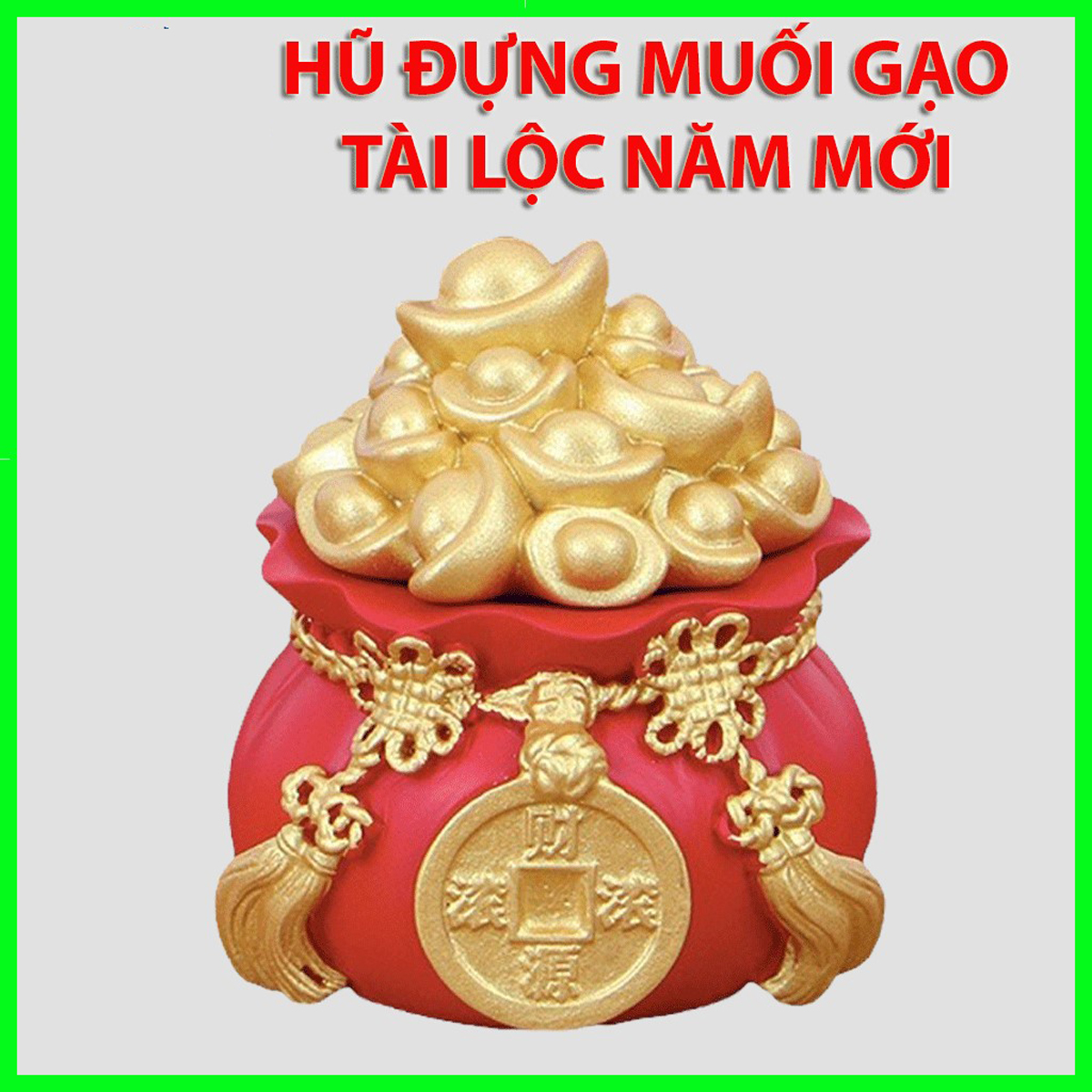 Hũ đựng muối, đựng gạo tài lộc năm mới, hũ gạo muối cầu tài lộc để bàn thờ, Hũ đựng muối gạo nước tài lộc