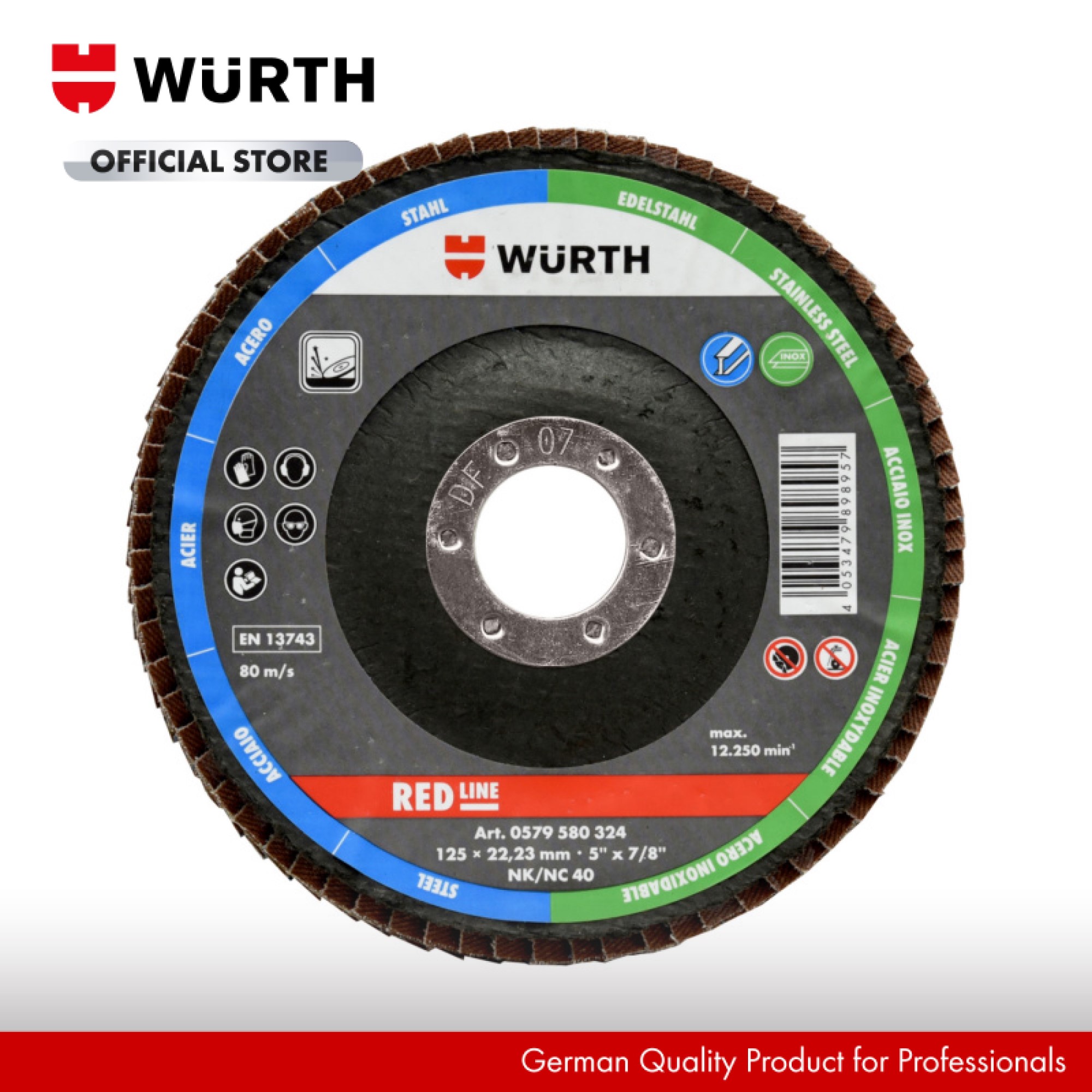 Wurth Đĩa Nhám Xếp Sr-Br16,00-G80,G120-D100Mm