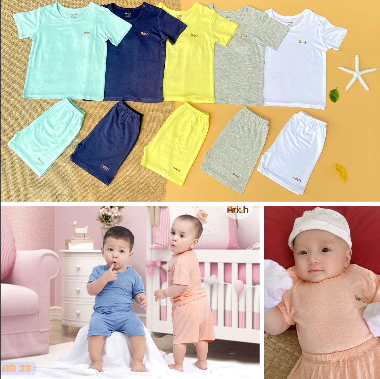 Bộ áo cộc tay nút cài vai vải sợi tre cao cấp - ARICH