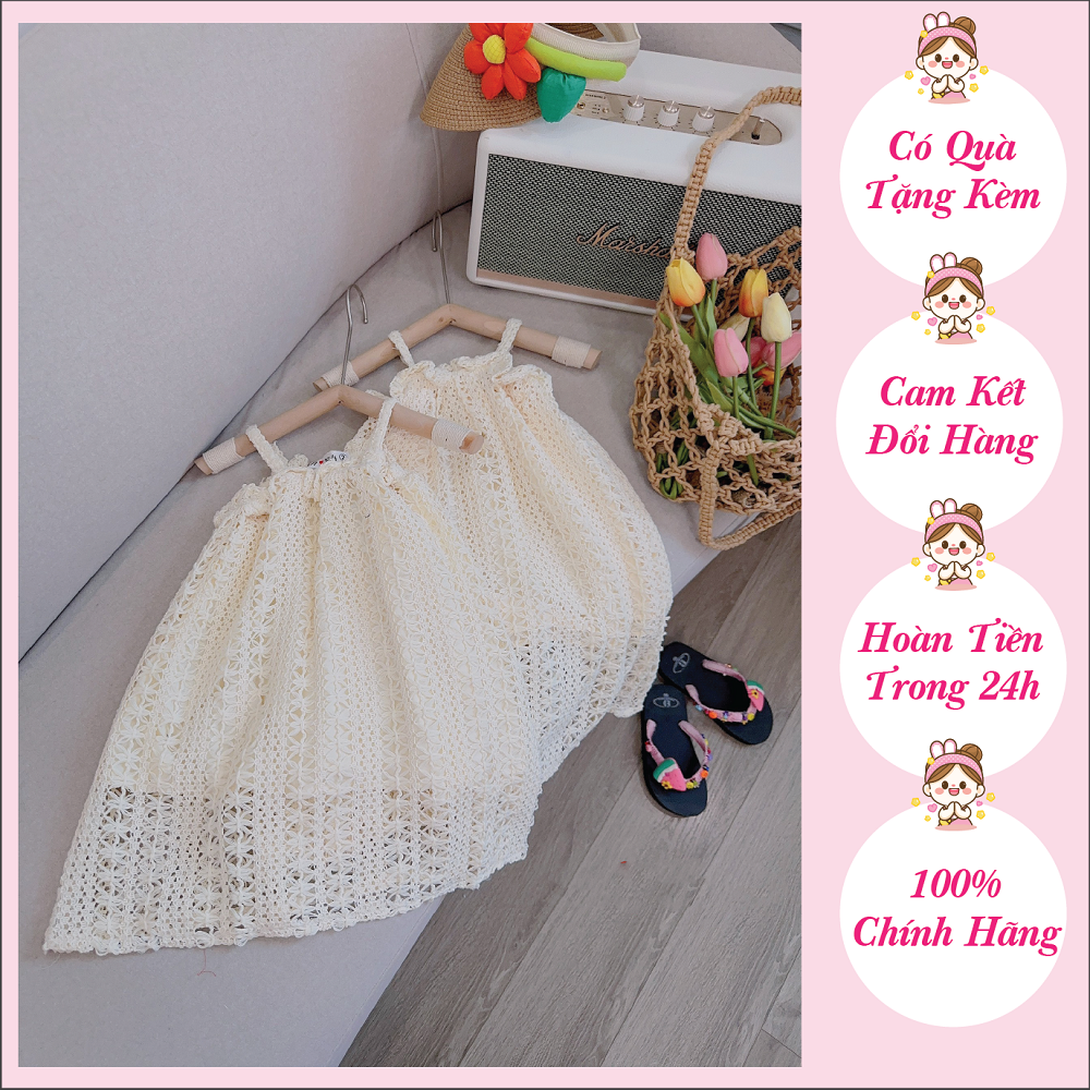 Váy đi biển cho bé 8-30kg, ren lưới mềm mại