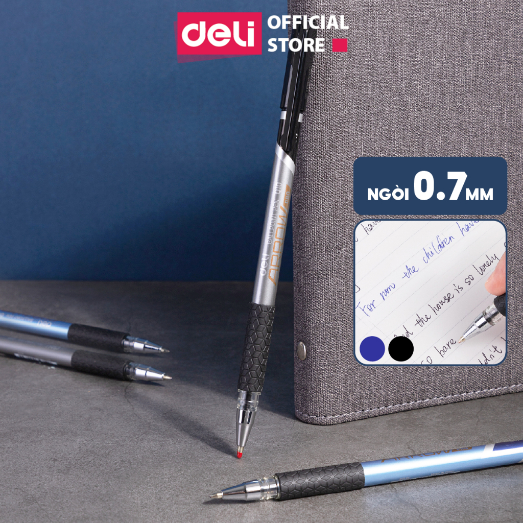  Combo 20 Bút gel bút bi mực nước ngòi Bullet 0.7mm Deli - Bút mực nước thiết kế tối giản thông minh cho văn phòng học sinh 