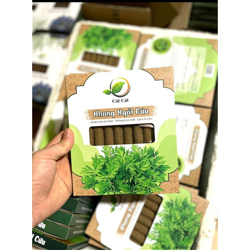 Nhang Ngải Cứu Nguyên Chất Cát Cát trừ phong, tán hàn, giải cảm, đuổi muỗi ( điếu trung đường kính 1,6cm, dài 17cm )