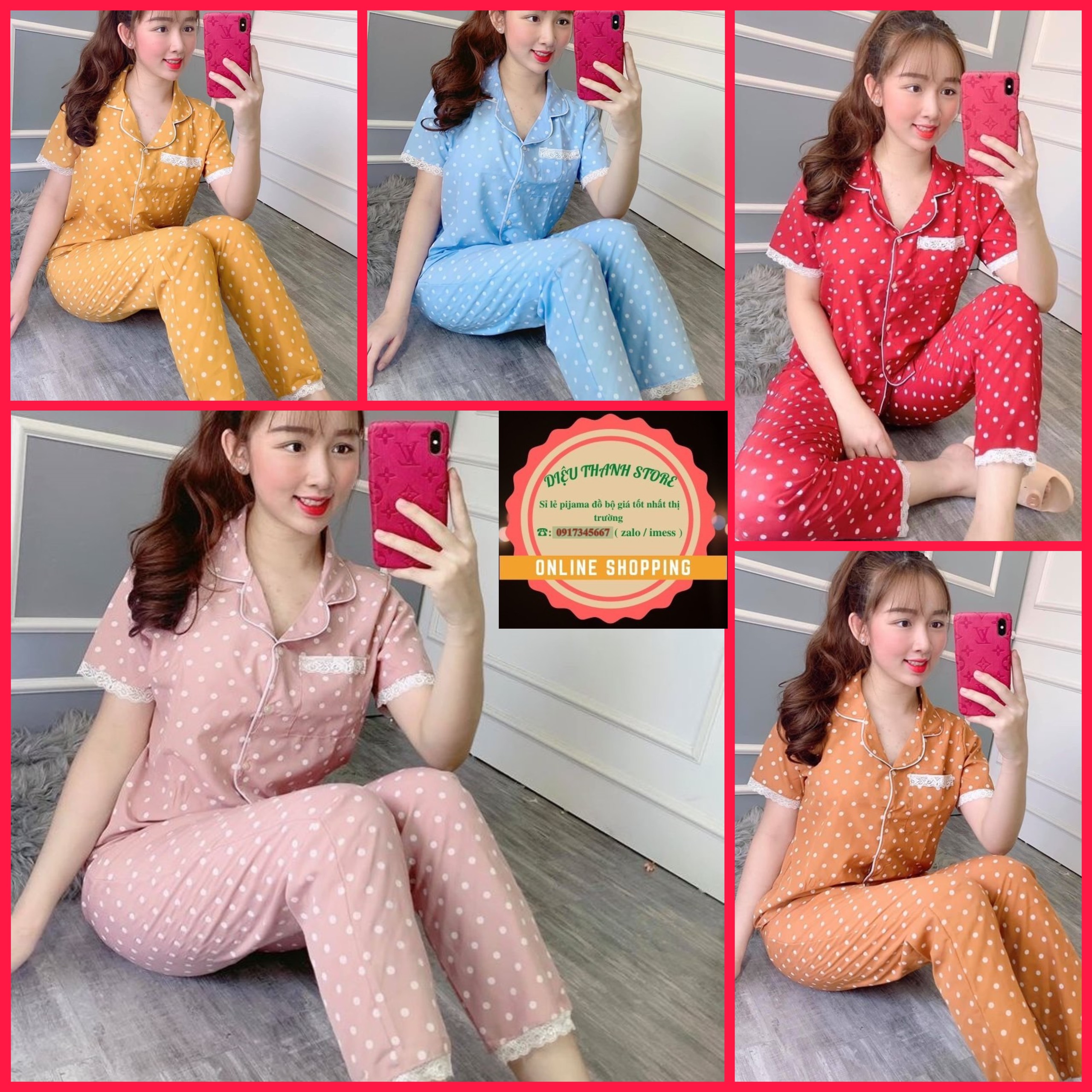Đồ Bộ Pijama Nữ Đẹp Kiểu Phối Ren Sang Trọng Chất Vải Kate Lụa Mềm Mại Thoáng Mát Dưới 58kg