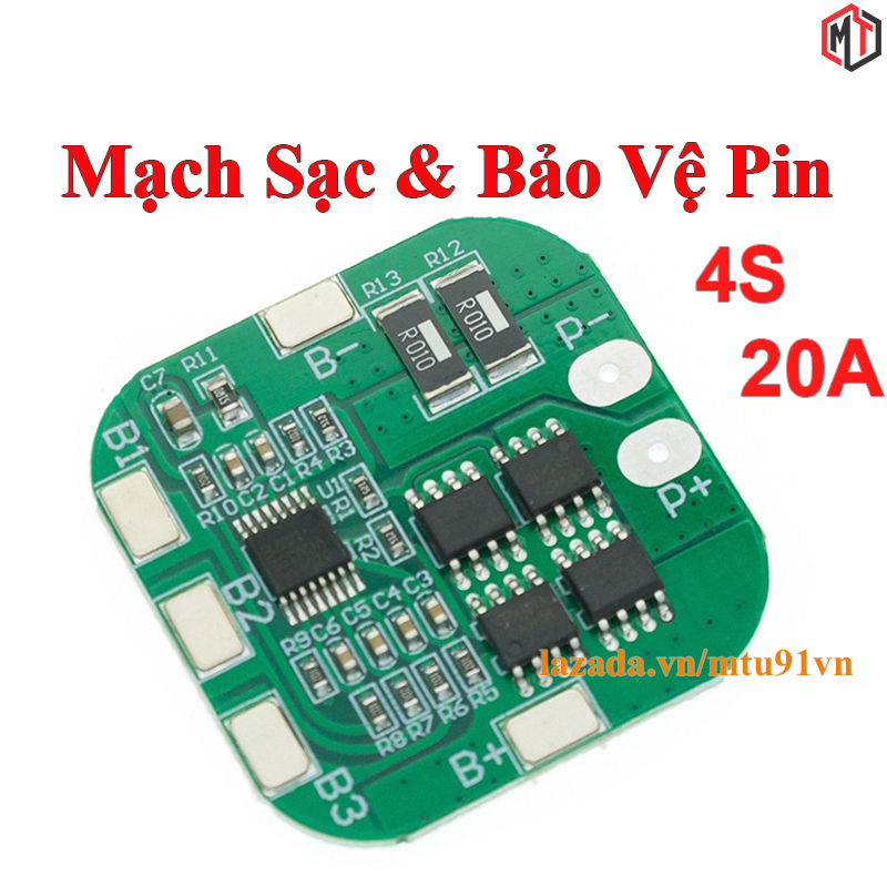 Mạch 4S 20A 14.4V 16.8V - Mạch Sạc và Bảo Vệ khối pin Lithium ion 4S 18650 26650