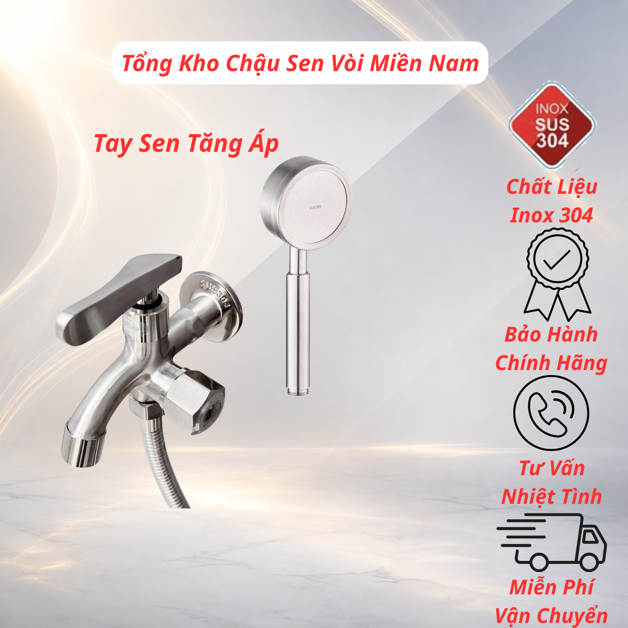 Bộ củ sen tắm Lạnh 1 đường nước inox sus304 đúc nguyên khối bền đẹp - Củ sen STN 701 hàng chính hãng