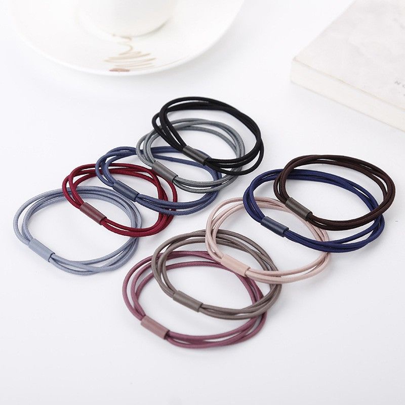 Set 10 dây buộc tóc, chun buộc tóc 3 sợi nhiều mầu siêu bền