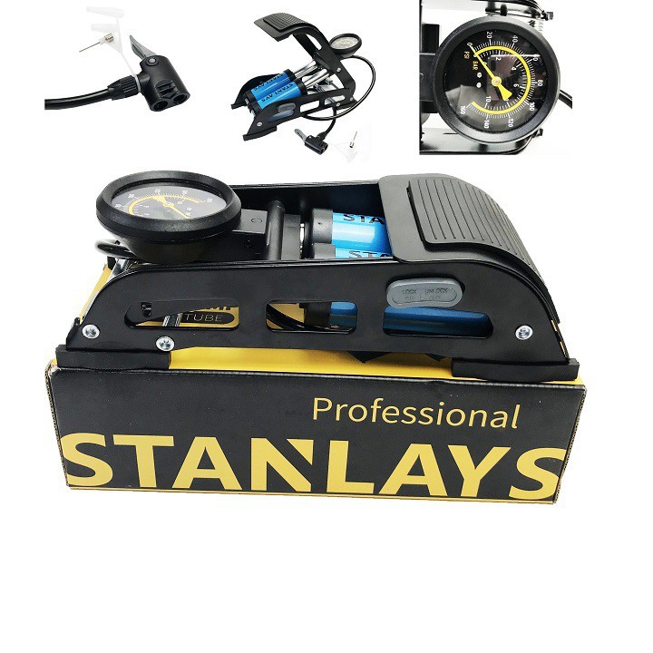 Bơm hơi đạp chân 2 piston thương hiệu Stanlays chính hãng