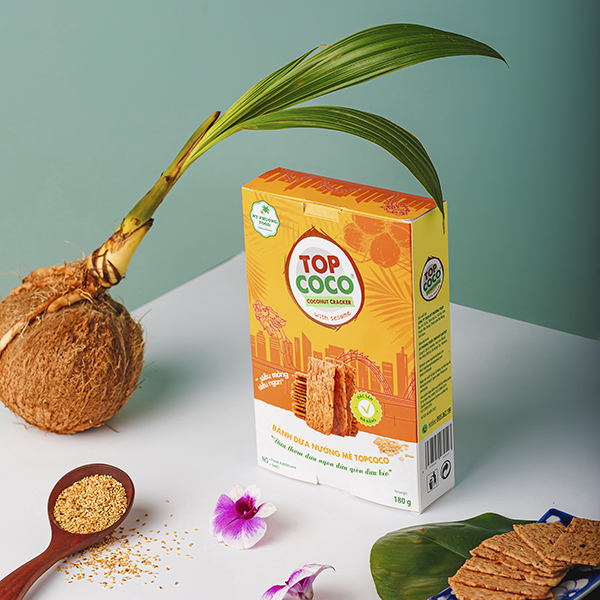Bánh dừa nướng topcoco vị mè hộp 230gr
