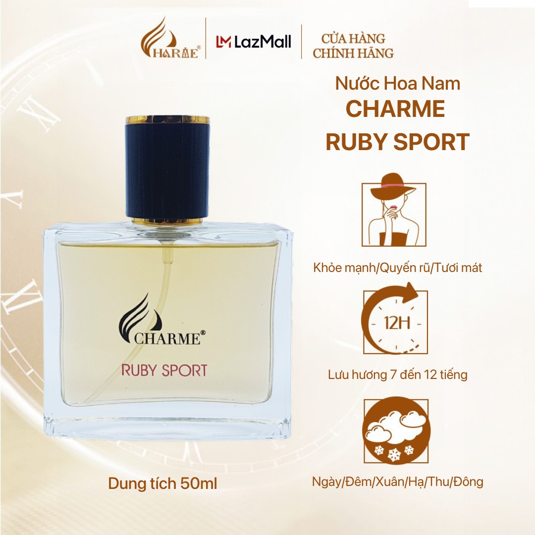 Nước hoa nam charme ruby sport 50ml lưu hương lâu nam tính, mạnh mẽ _ nước hoa chính hãng