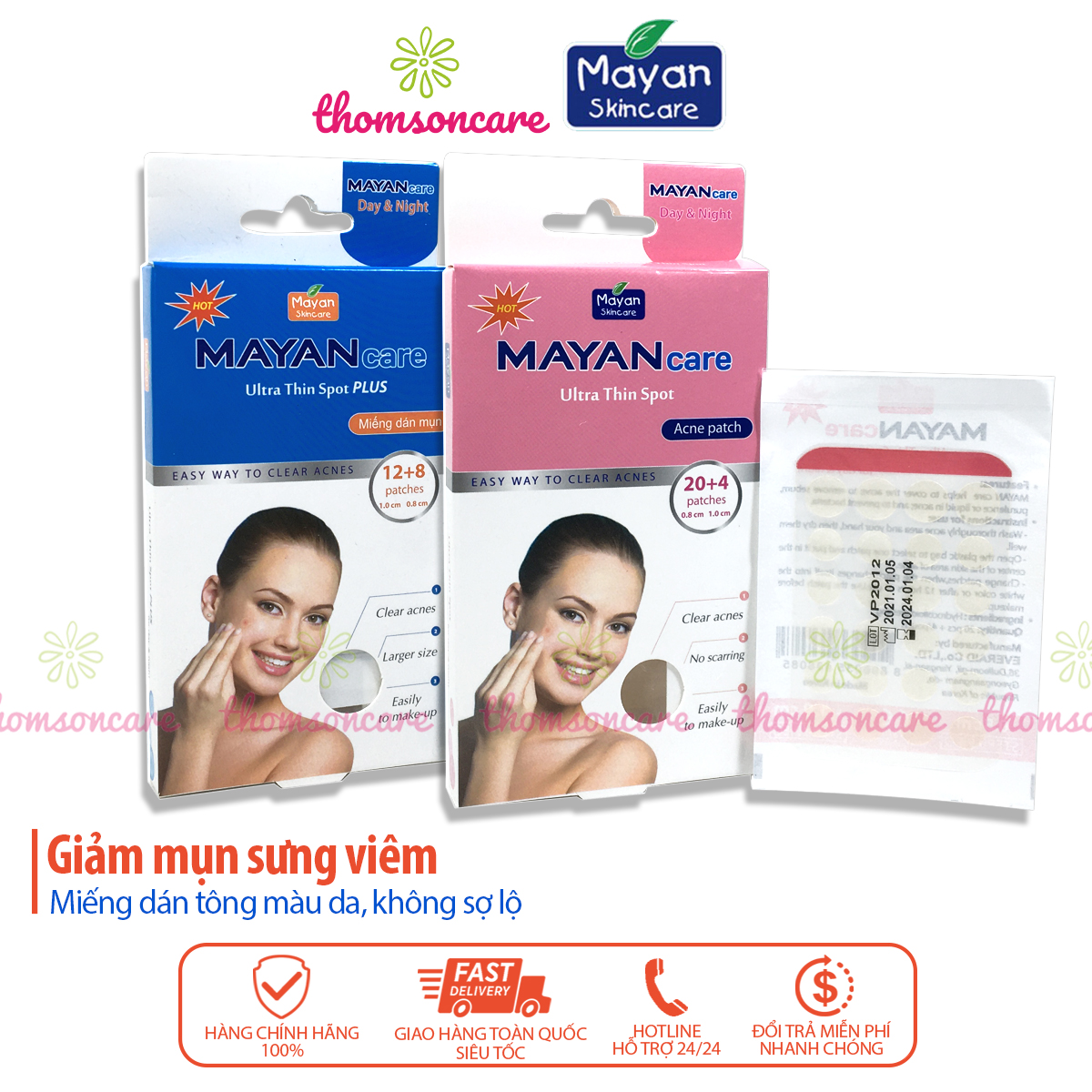 Miếng dán mụn Mayan Care nhiều kích cỡ từ Hàn Quốc hút mụn sưng đỏ mụn bọc kháng khuẩn ngừa sẹo