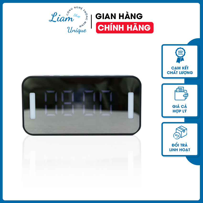 Loa Bluetooth MC H8 Mặt Gương Đồng Hồ Kèm Đo Nhiệt Độ Cao Cấp Dung Lượng Pin Lớn LUS002 Loa Mini Di Động Màn Hình LED, Chất Lượng Âm Thanh Cao Chống Ồn - LIAM UNIQUE SHOP