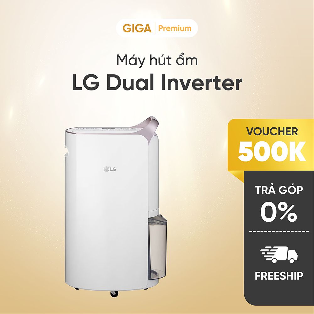 Máy hút ẩm LG Dual Inverter Màu Trắng Hút ẩm thông minh Sấy khô giày và tủ quần áo BH 12 Tháng