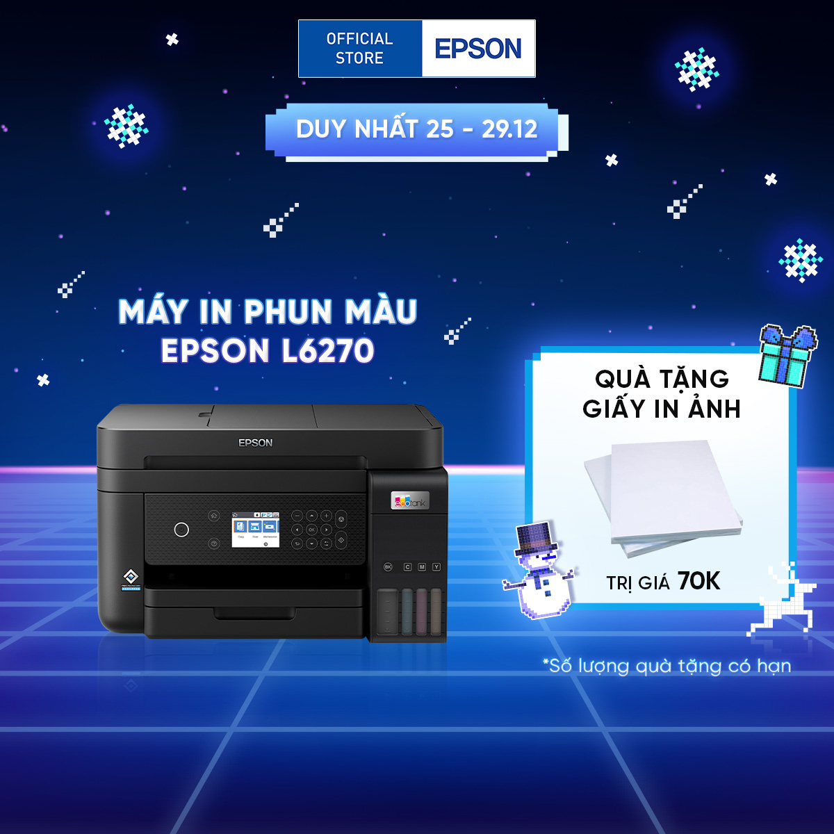 Máy in phun màu đa năng Epson Ecotank L6270 in 2 mặt tự động