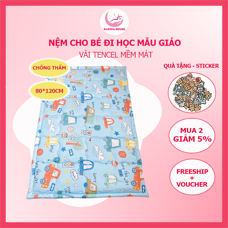 Nệm chống thấm cho bé sơ sinh và trẻ nhỏ Katina House 80x120cm, vải Tencel mềm mịn mát