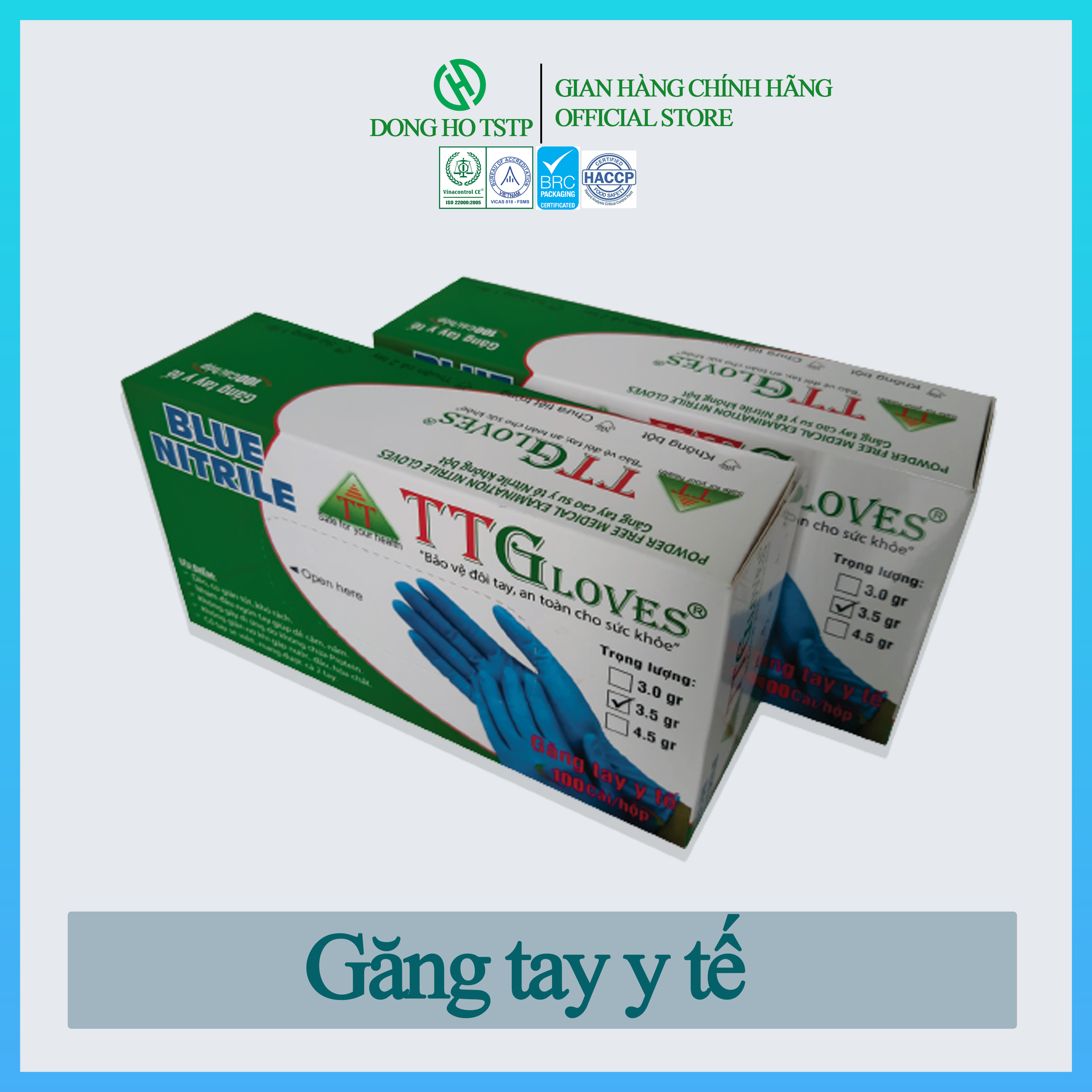 Găng tay y tế không bột TTGloves -  Găng tay y tế không bột màu xanh size S