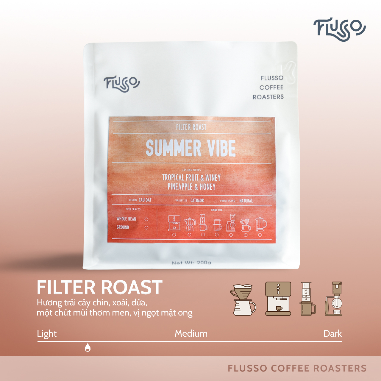 Cà Phê Cold Brew Nguyên Chất Flusso Summer Vibe - Cà Phê Ủ Lạnh Cold Brew, Pour Over