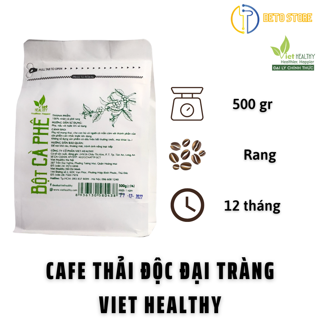 Bột Cà Phê Viet Healthy Rang Cafe Thải Độc Đại Tràng Enema Coffee Gerson Detox Colon Cho Người Mới 500g