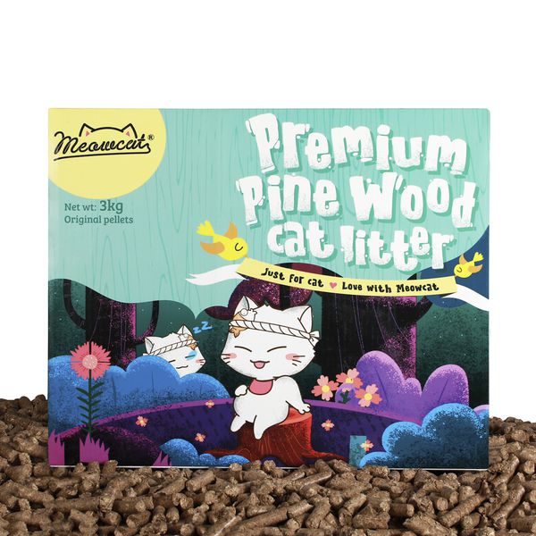 Cát gỗ dạng viên nén vệ sinh cho mèo Premium Pine Wood Cat Litter 3kg