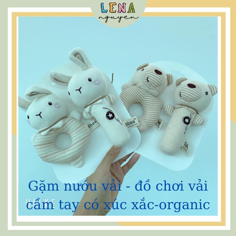 (Organic) Gặm nướu vải, lục lạc vải hữu cơ GBEE giúp bé phát triển thính giác