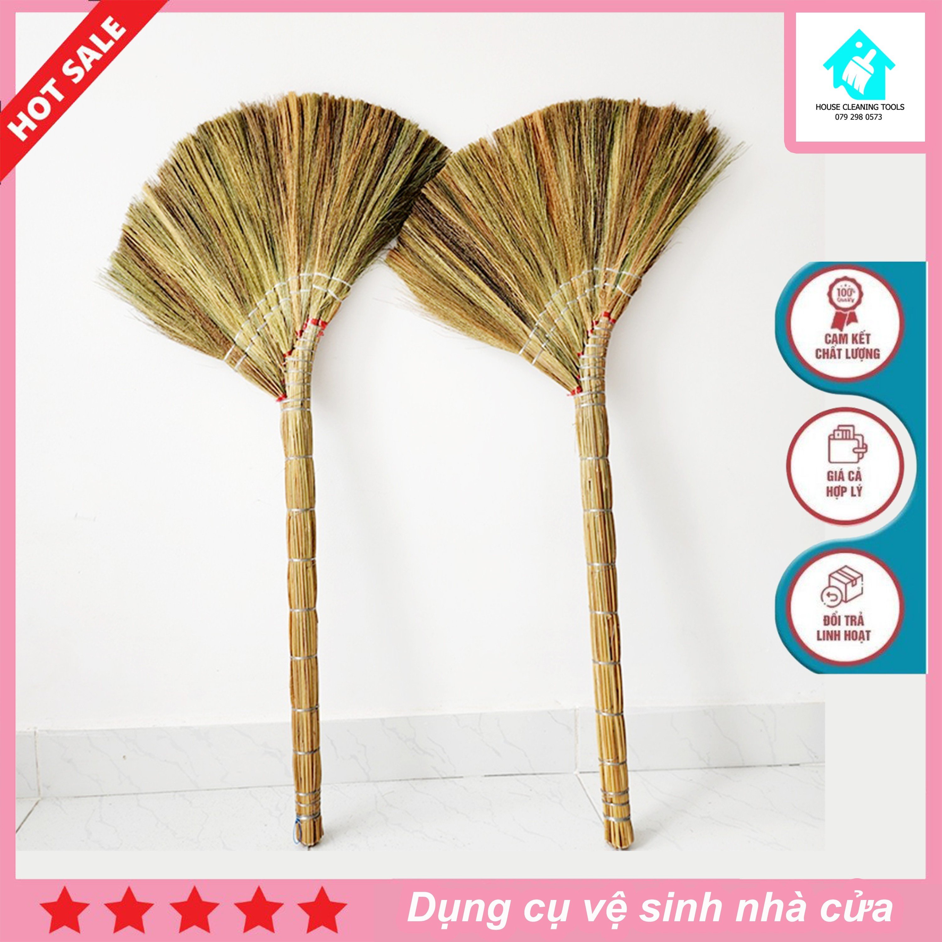 Chổi quét nhà, chổi cỏ quét nhà rất dày, bông chổi đặc