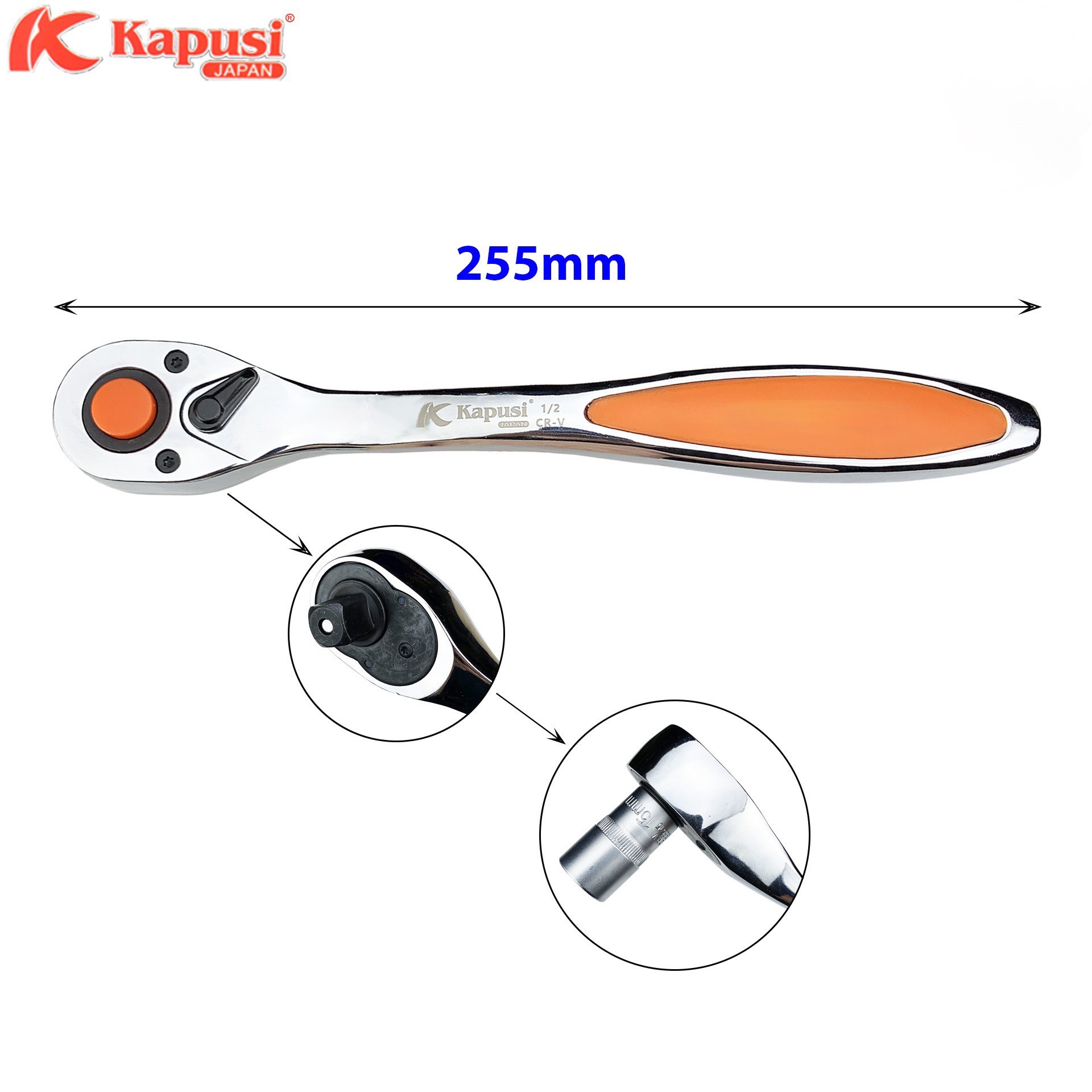 Cần siết mở ốc 1/2 inch tự động KAPUSI Japan, thép mạ crom chống bị gỉ và oxy hoá. Bh 12 tháng Tools and Hardware