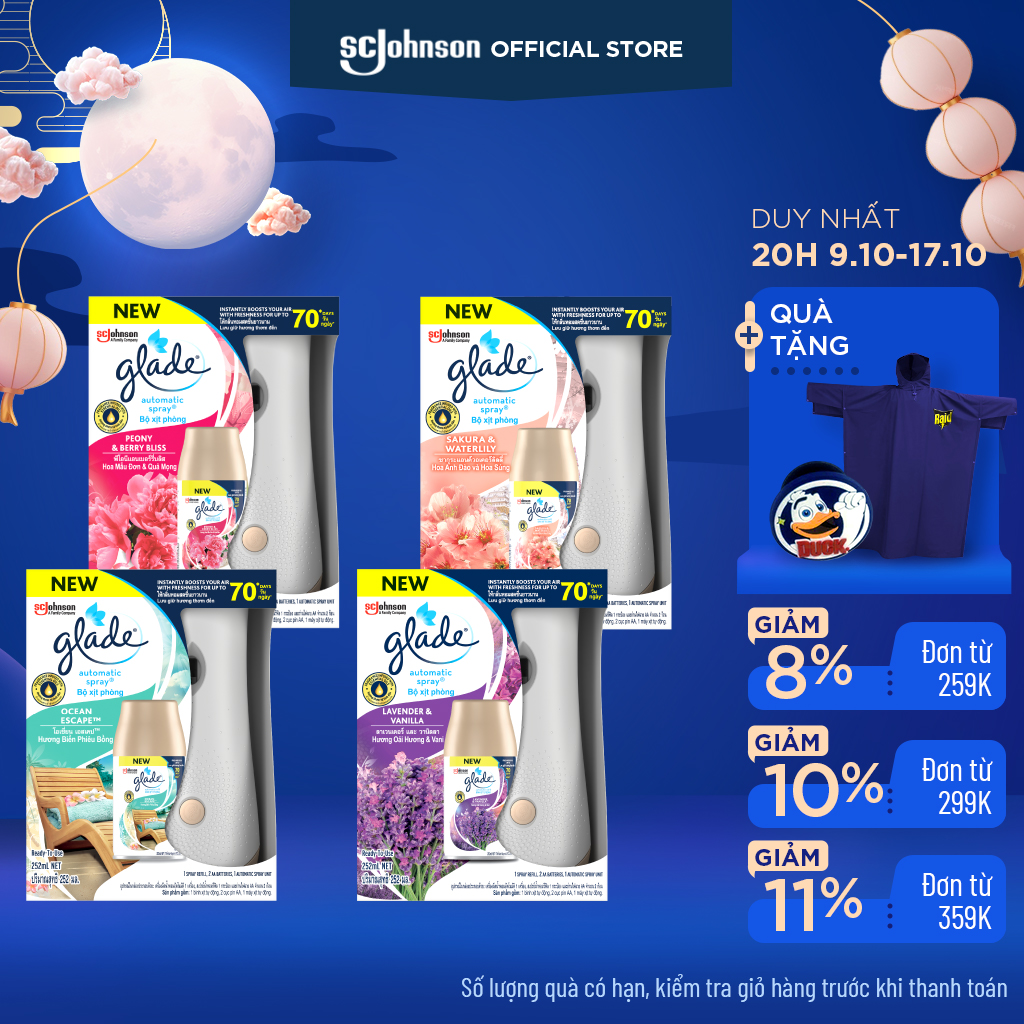 GLADE Bộ Máy & Lõi Xịt thơm phòng tự động 252ML