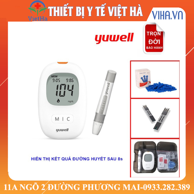 MÁY ĐO ĐƯỜNG HUYẾT YUWELL ACCUSURE 710 BẢO HÀNH TRỌN ĐỜI TẶNG THÊM 10 QUE THỬ 10 KIM LẤY MÁU