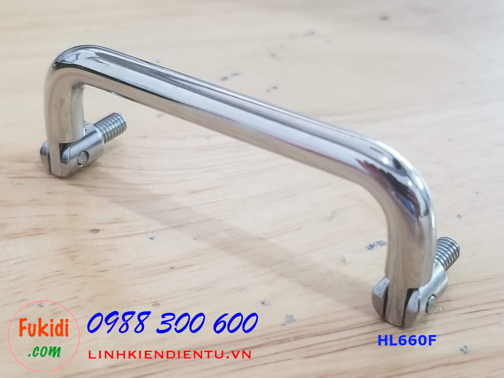 Tay nắm chữ D, thép mạ crom, kích thước 60mm dùng làm quai xách hộp dụng cụ HL660F