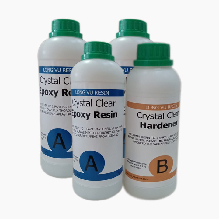 Keo epoxy resin trong suốt ít bọt , keo resin 2 thành phần - Crystal Clear Epoxy Resin LRAB312 bộ 4kg