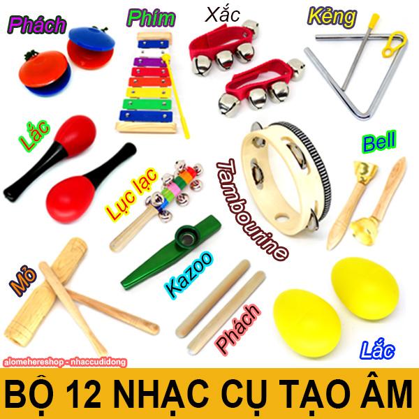 Bộ 12 loại nhạc cụ tạo âm mini nhiều màu sắc tăng tư duy âm nhạc cho trẻ