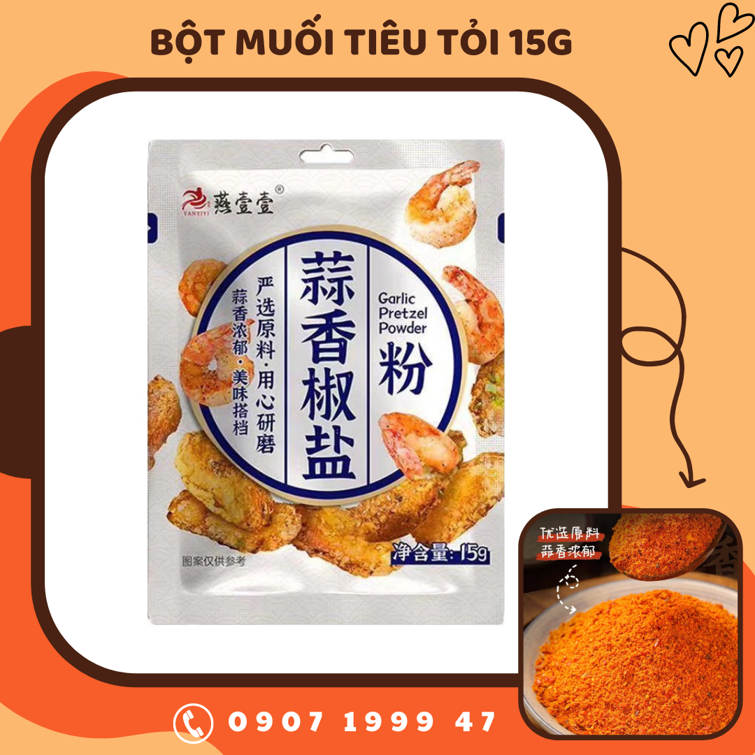 Gia vị bột muối tiêu tỏi Yanyiyi gói 15g - Gia Vị Trung Quốc