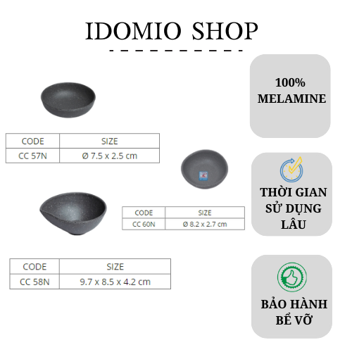 Chén Chấm Tròn Nhám Xám Nhiều Size