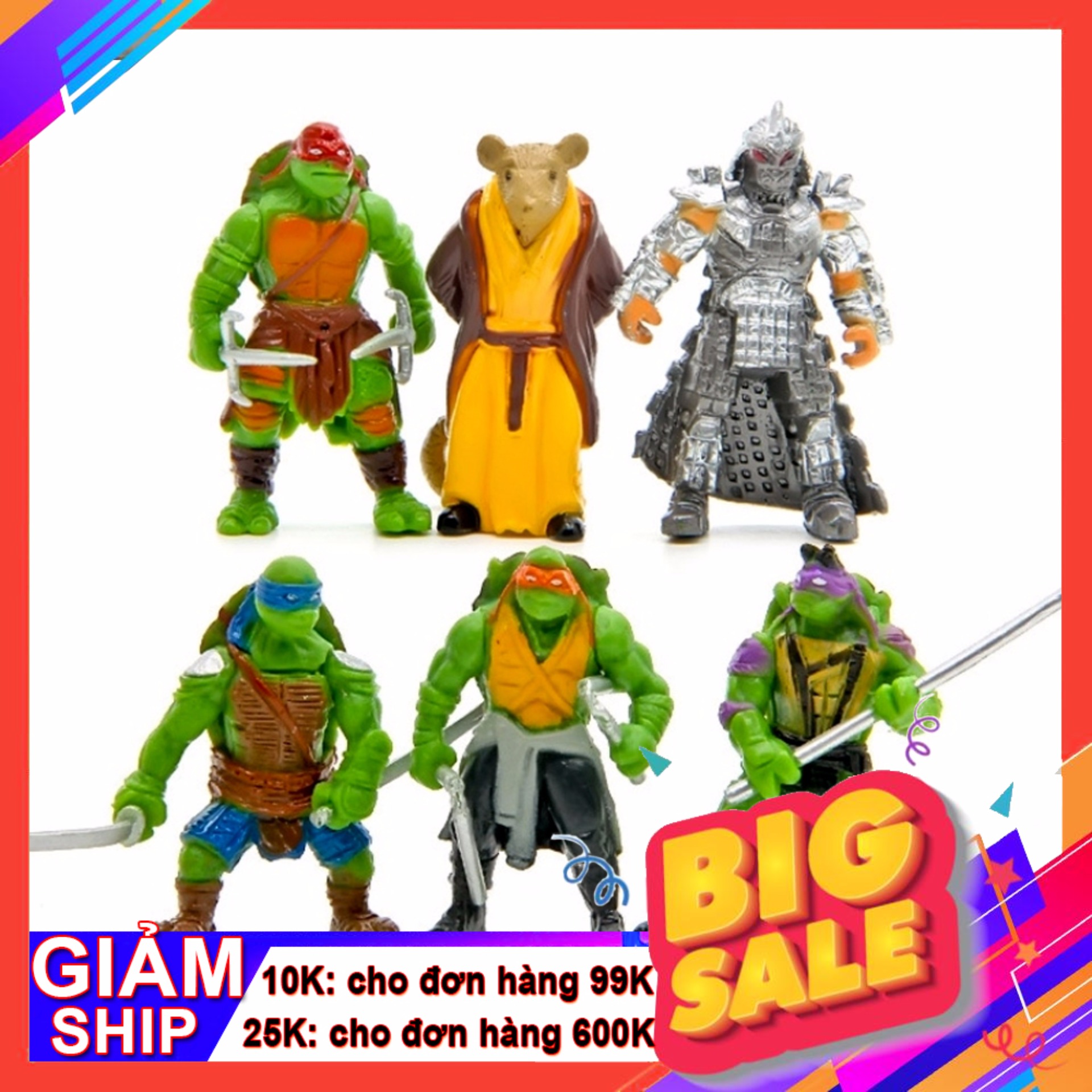 [HCM]Bộ 06 Mô Hình Trang Trí Ninja Rùa - Mẫu 02
