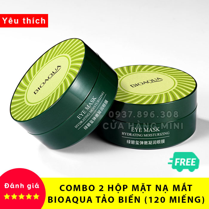 【HOT】 Combo 2 Hộp Mặt Nạ Mắt Bioaqua Tảo Biển Dưỡng Ẩm Da Mắt (Màu Xanh) - 120 Miếng