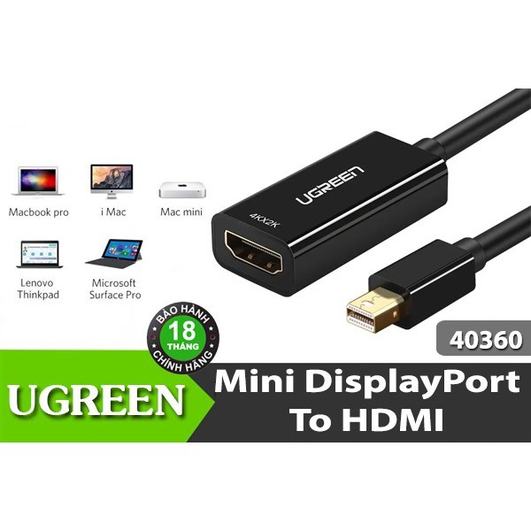 Cáp chuyển đổi Mini Displayport to HDMI hỗ trợ 4Kx2K  Ugreen 40360 cao cấp