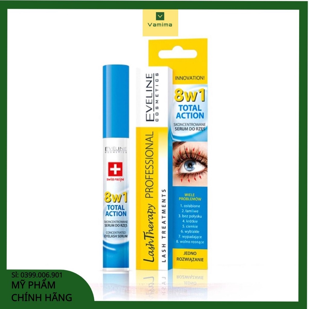 ♞  Dưỡng mi Eveline / Huyết thanh Dưỡng mi Eveline 8in1 Total Action - Vamima Cosmetic