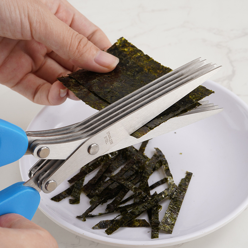 Kéo đa năng nhiều lưỡi hỗ trợ cắt hành tỏi ớt nhanh gon lẹ - kéo căt hành - keo nhieu lươi - keo cắt giáy -kéo lưỡi dài - kéo đa năng lưỡi thép