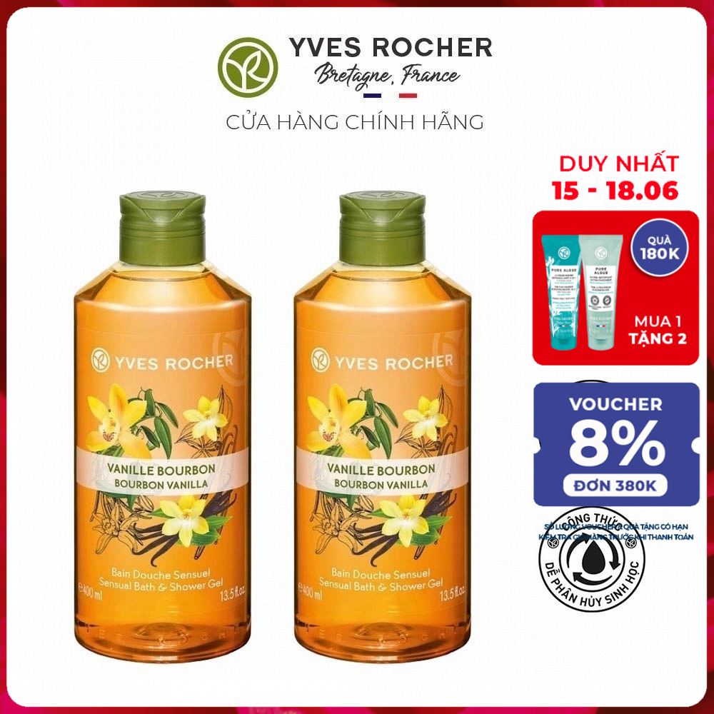 Combo 2 Sữa Tắm Yves Rocher Hương Bourbon Vanilla Bath And Shower Gel 400ml