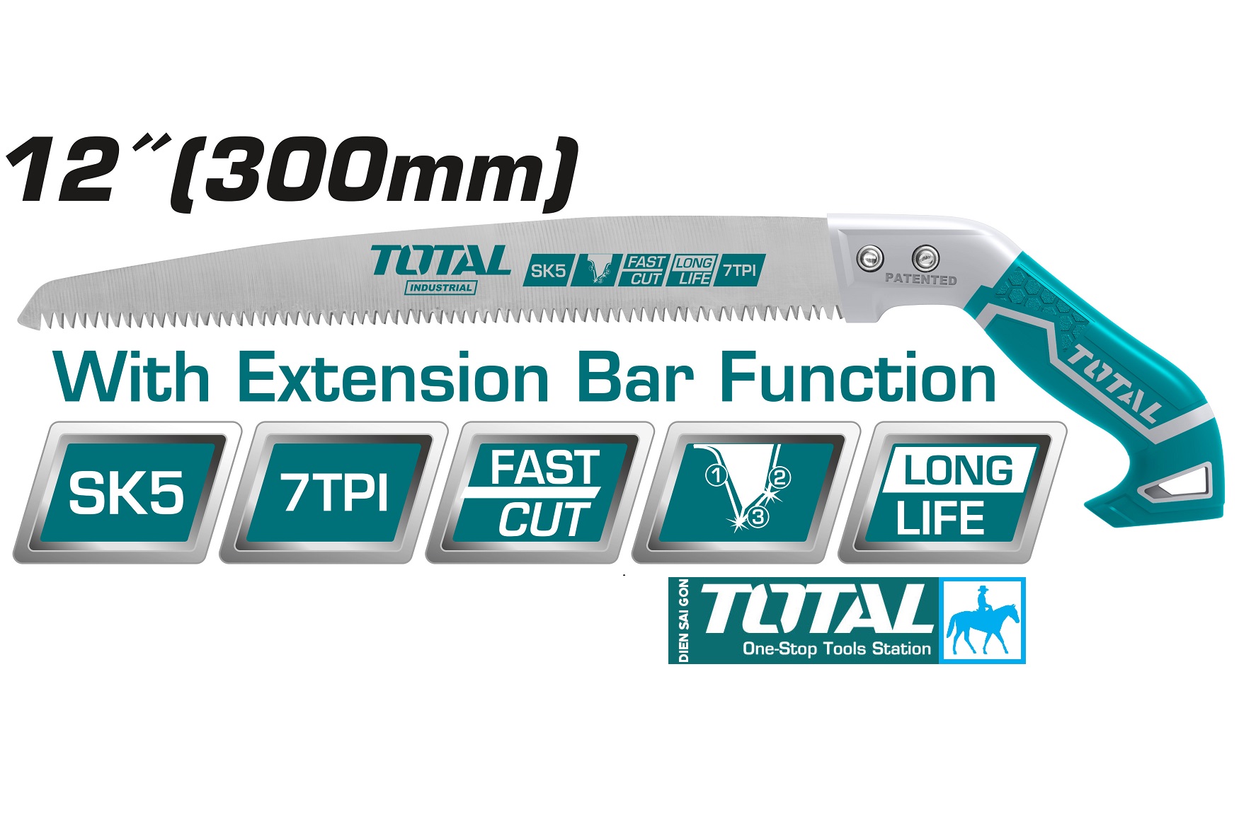 Cưa gỗ cưa cây cưa cành cầm tay lưỡi thẳng 300mm 12 inch 7TPI Total THT5113006 HPS3008 THT51130026