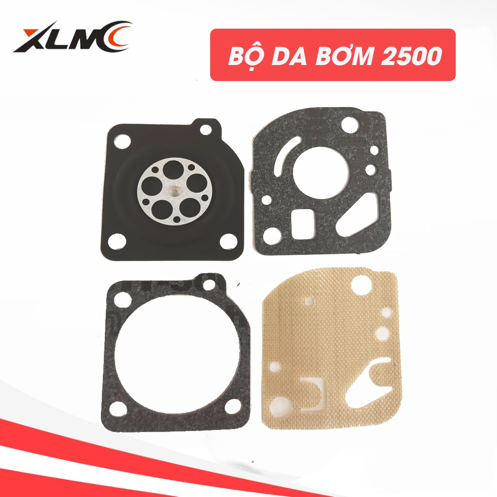 Bộ đĩa bơm 2500 XLMC với các chi tiết chính như đĩa kim loại, đĩa cao su đen, đĩa cao su đen lớn và đĩa giấy màu be.