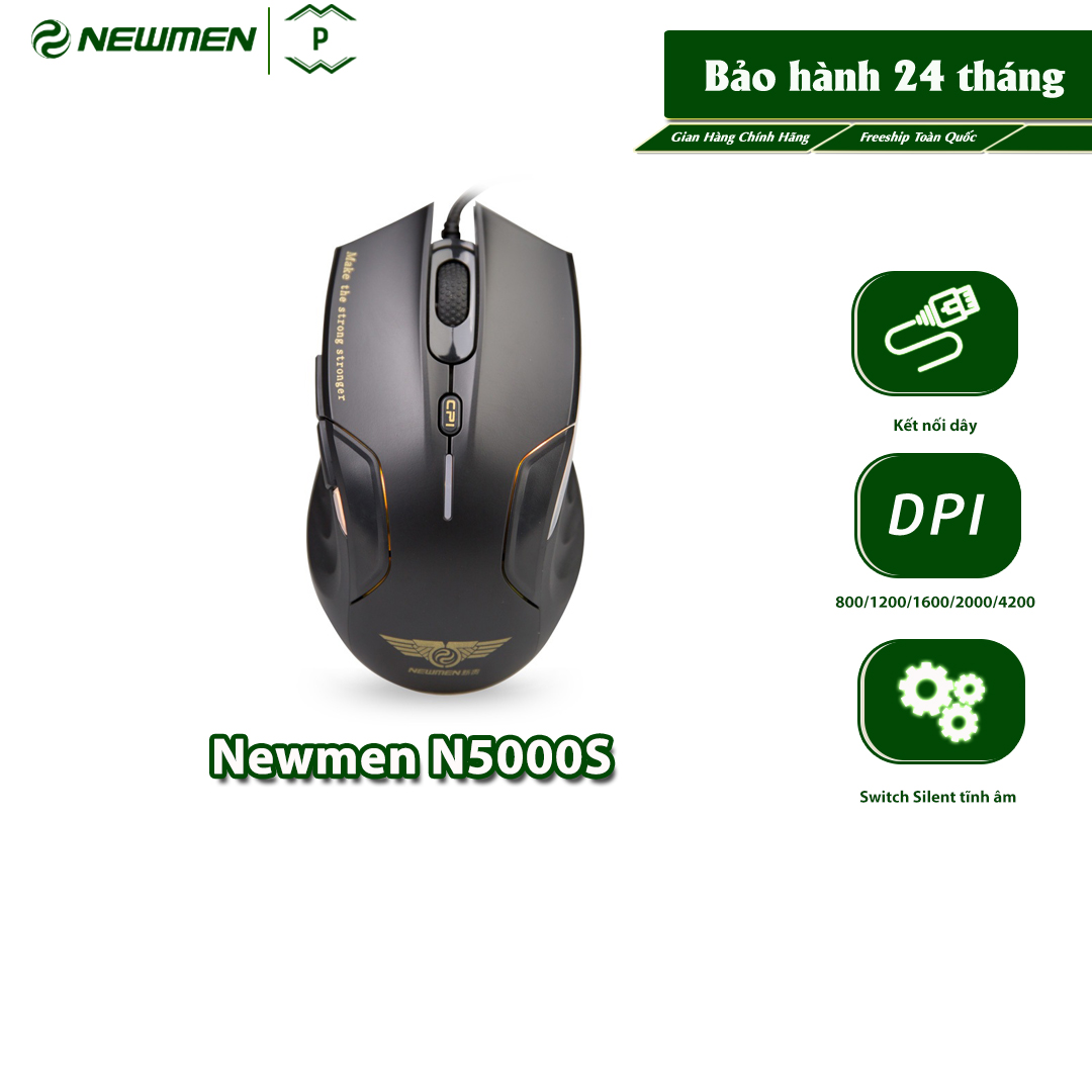 Chuột Có Dây Gaming NEWMEN N5000S, Switch Silent Tĩnh Âm Không Ồn, DPI 4200 Max, Bảo Hành 24 Tháng - Hàng Chính Hãng