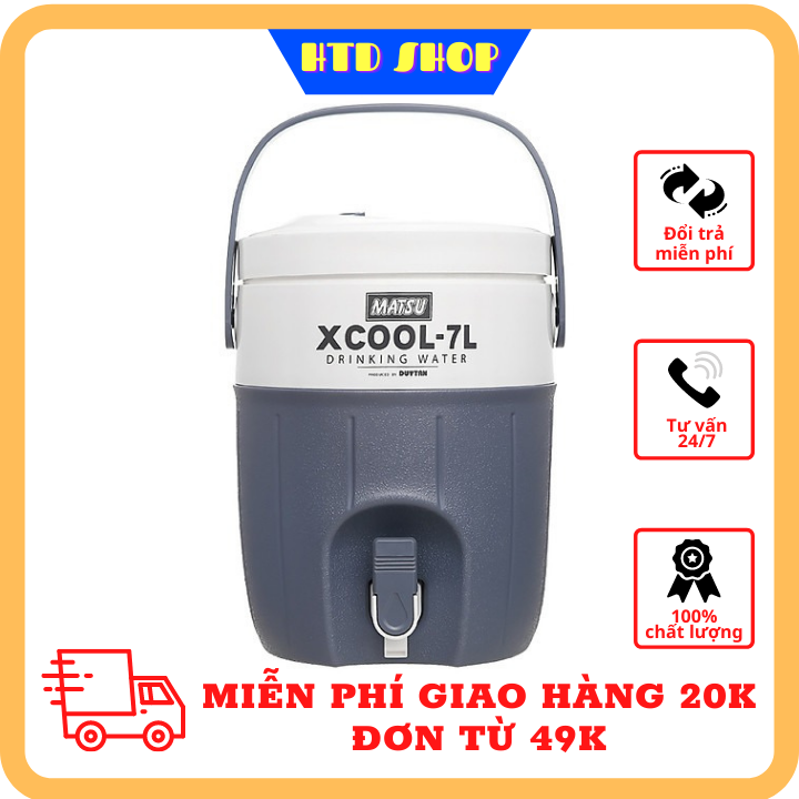 Bình đá xcool 7 lít duy tân no.0829, giữ nhiệt lâu có van xả, hàng việt nam tặng kèm 1 ca inox 7cm