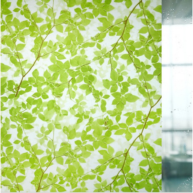 5 Mét Decal Dán Kính Mờ Khổ 45cm Có Sẵn Keo - Lá Xanh Lợt TK053