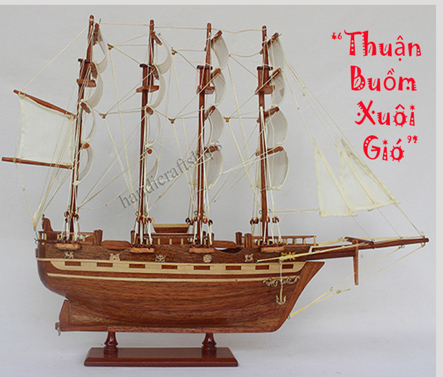 Mô hình tàu thuyền gỗ trang trí France II mới (Thân: 40cm)