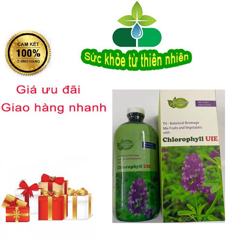 Diệp lục chlorophyii uie từ thiên nhiên - thanh lọc độc tốgiải độc cơ thểcung cấp năng lượng cho cơ thể.chai 500ml