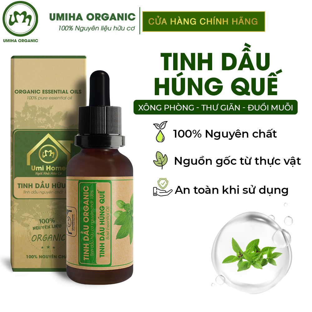 Tinh dầu húng quế nguyên chất umiha | basil essential oil 100% organic 30ml